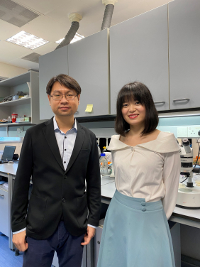 (From the left) Dr Chaogu Zheng is the supervisor of the research project, while Postdoctoral fellow Dr Chenyin Wang is the first author.
 